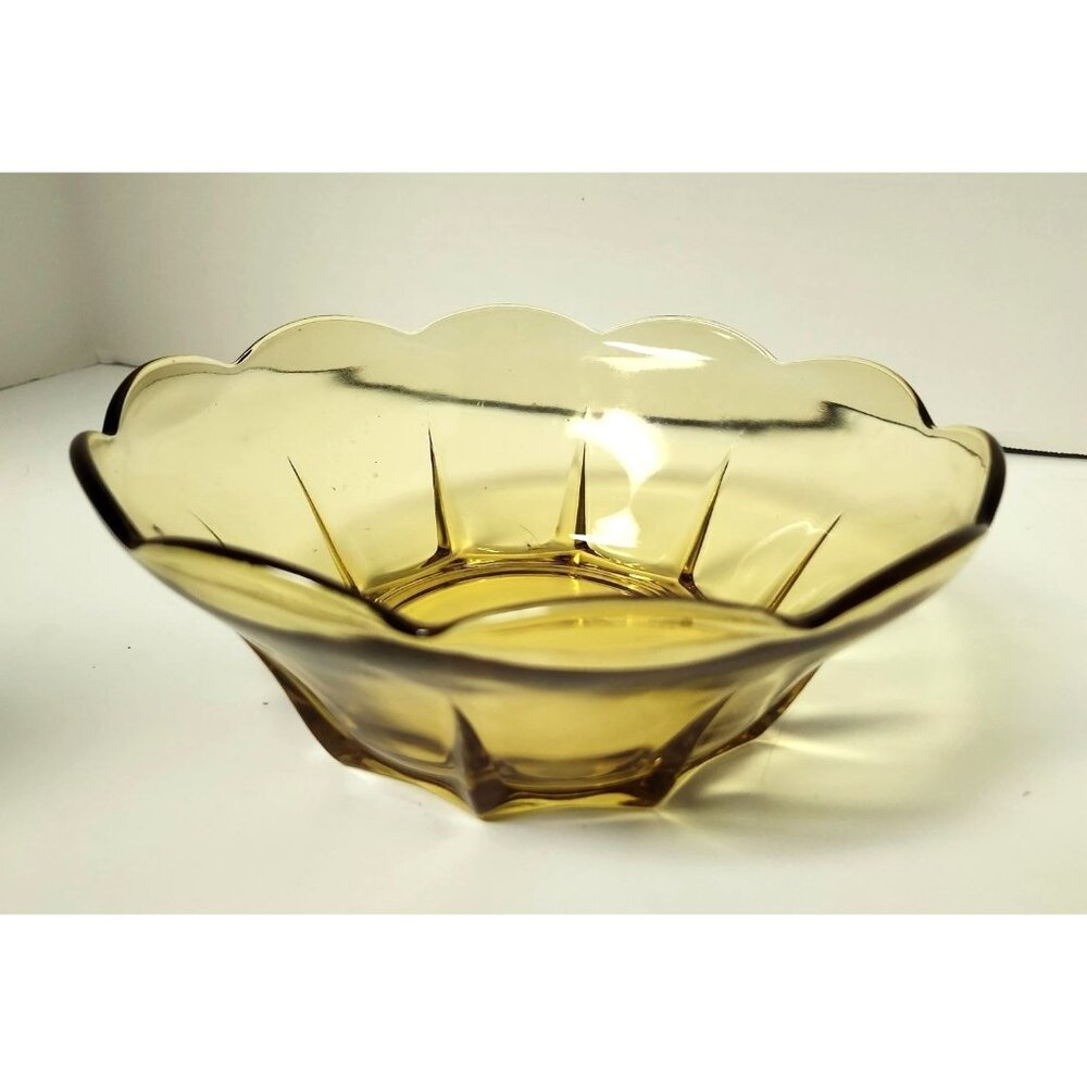 ANCHOR HOCKING SWEDISH MODERN AMBER GLASS BOWL